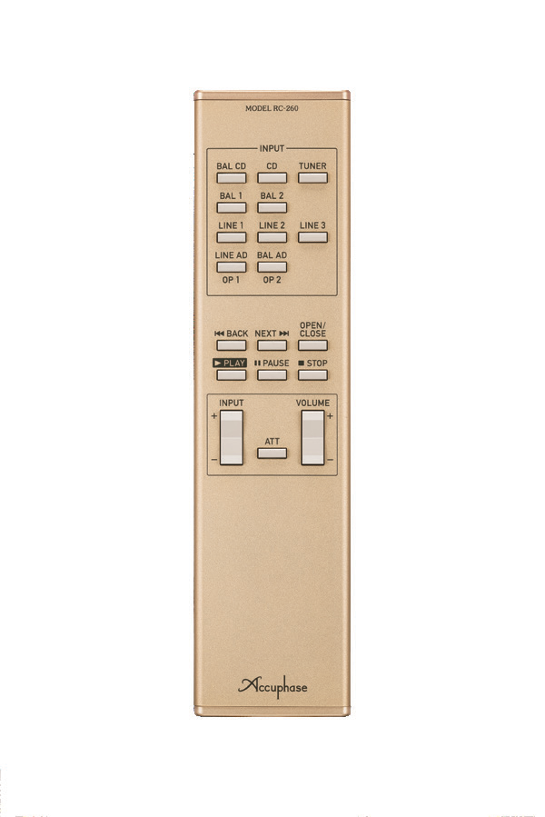 Fernbedienung RC-260 des Accuphase E-3000 mit Quellwahl und Lautstärkesteuerung